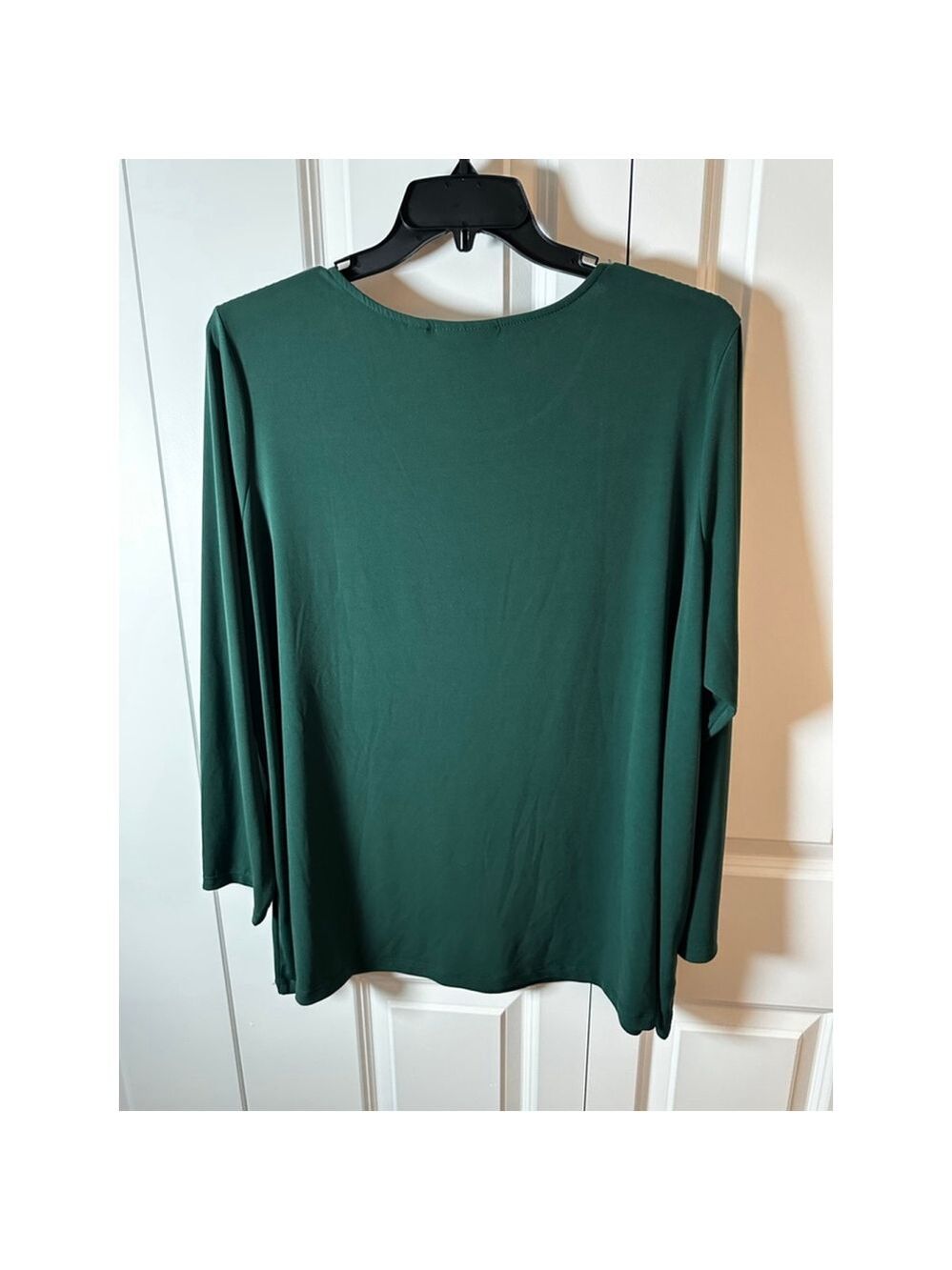 Susan Graver Long Sleeve Tee 3X Dark Green - Picture 2 of 6